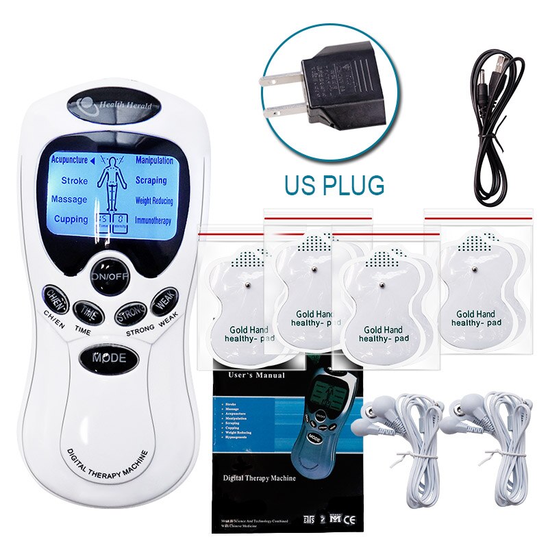 8 Modes Tens Machine Dual Output 8 Electrode Pads for Pain Relief Pulse Massage EMS Muscle Stimulation Tens Electroestimulador